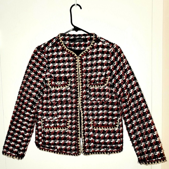 Zara Multicolor New Tweed Blazer Sz M - Picture 3 of 8